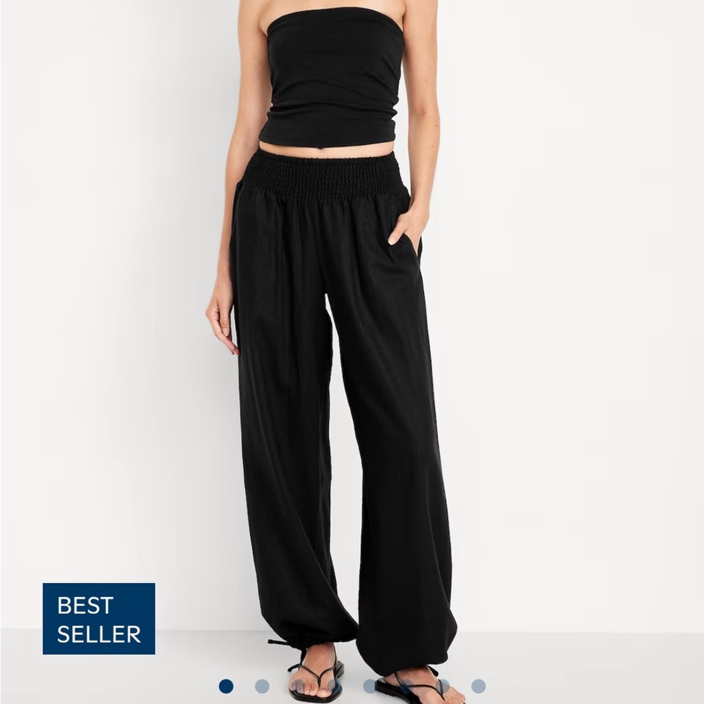 Black Women's Smocked Waist Pants